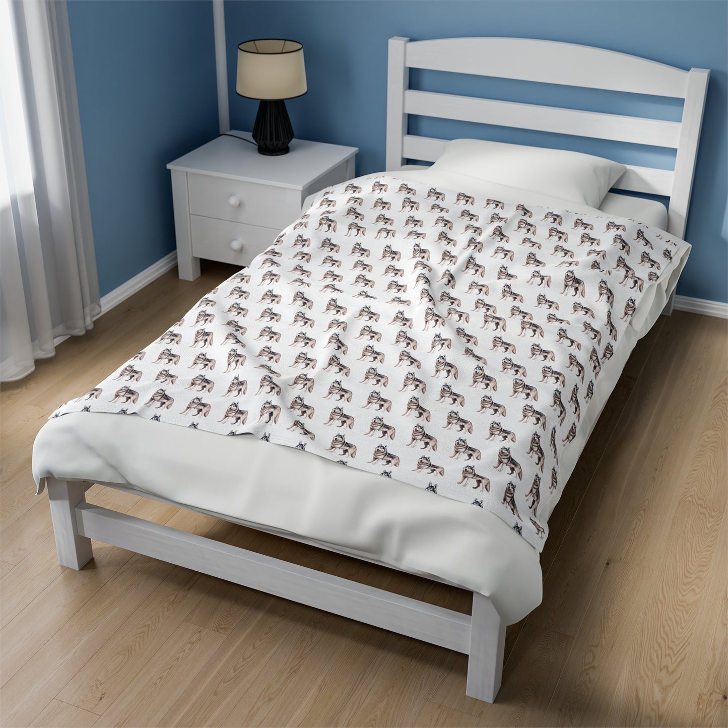 Husky Velveteen Plush Blanket (White)