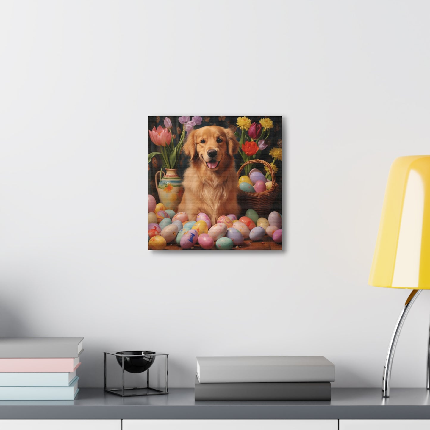 Golden Retriever Easter Wall Art - Spring Print - Canvas Gallery Wraps