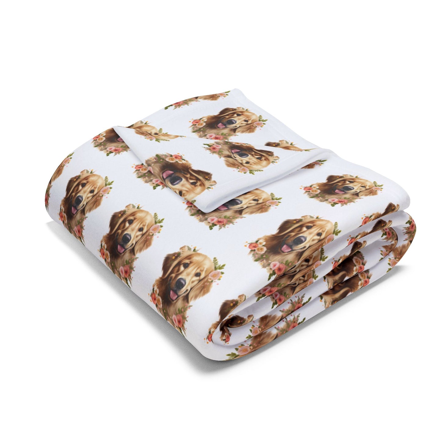 Golden Retriever Blanket - Arctic Fleece Floral Dog Throw - Gift for Dog Mom - Pet Decor