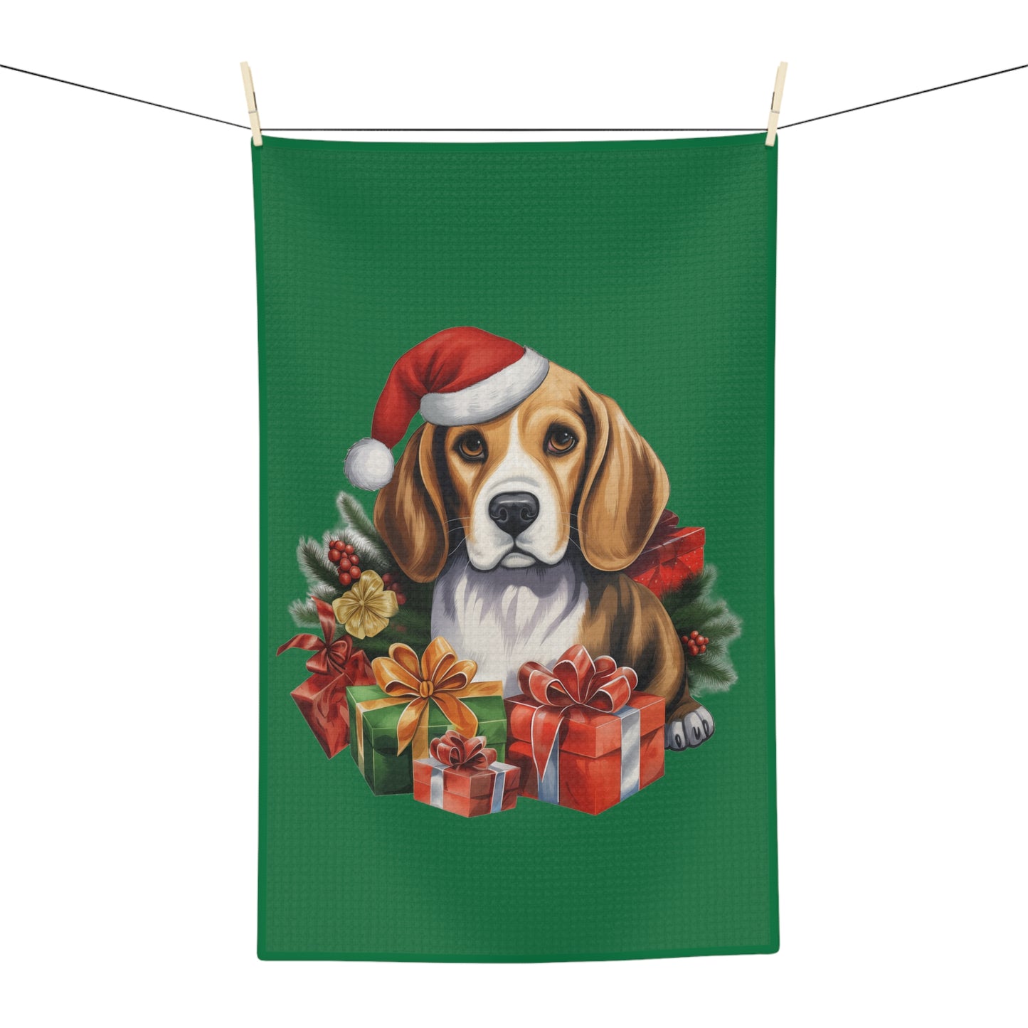 Beagle Christmas Soft Tea Towel