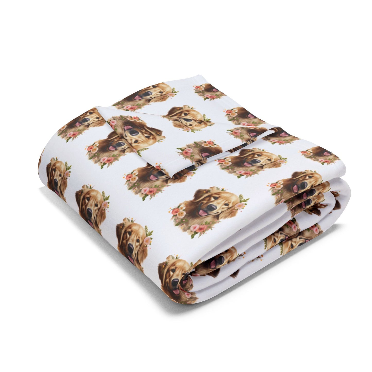 Golden Retriever Blanket - Arctic Fleece Floral Dog Throw - Gift for Dog Mom - Pet Decor