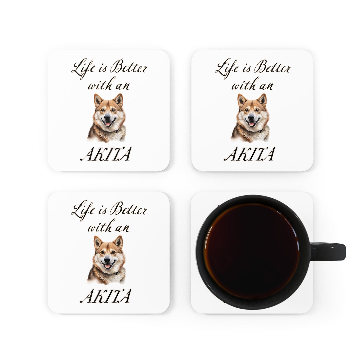Akita Coaster Set - Corkwood