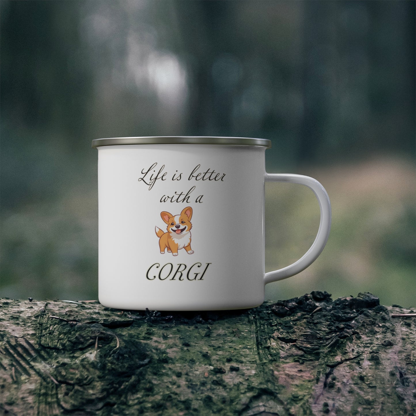 Life is Better with a Corgi Enamel Camping Mug