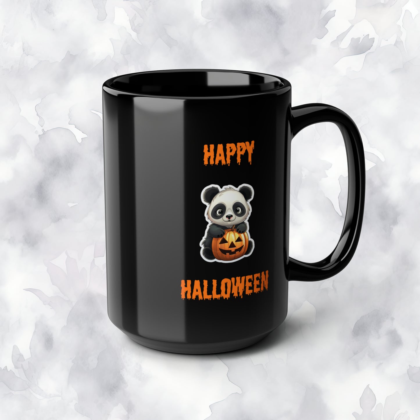 Panda Happy Halloween Mug - 15oz Black Ceramic Mug