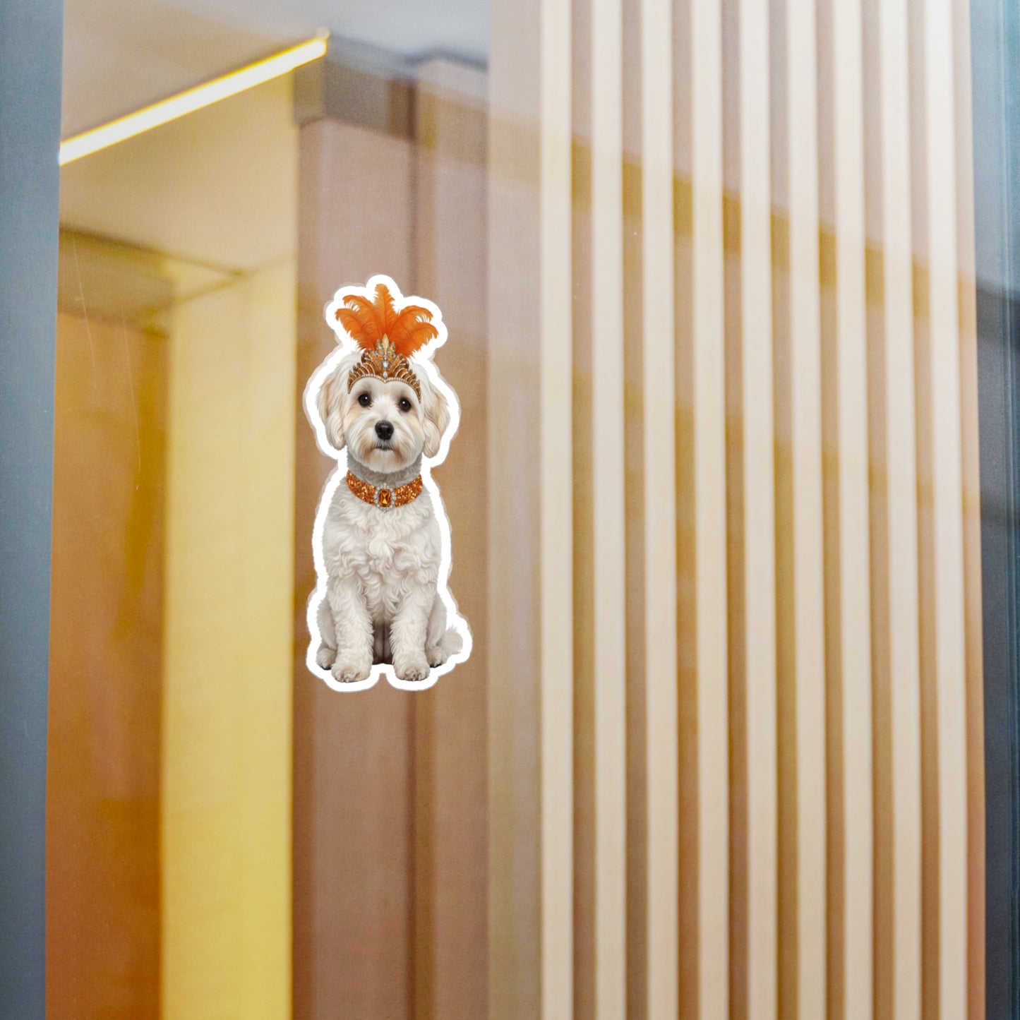 Showgirl Maltipoo decal - Shih Tzu Sticker  - Dog Sticker - Pet Decal - Outdoor - Indoor - Animal Showgirl Collection Orange Edition