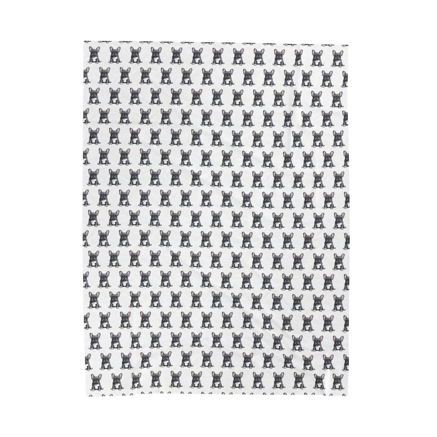French Bulldog Velveteen Plush Blanket (White)