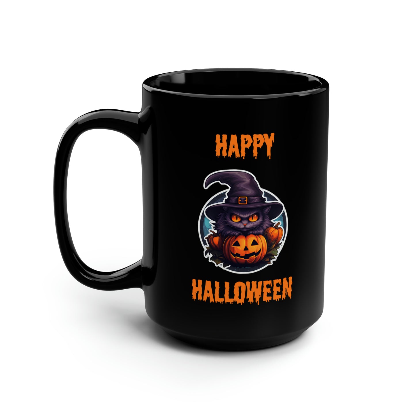 Cat Happy Halloween Mug - 15 oz Ceramic Mug