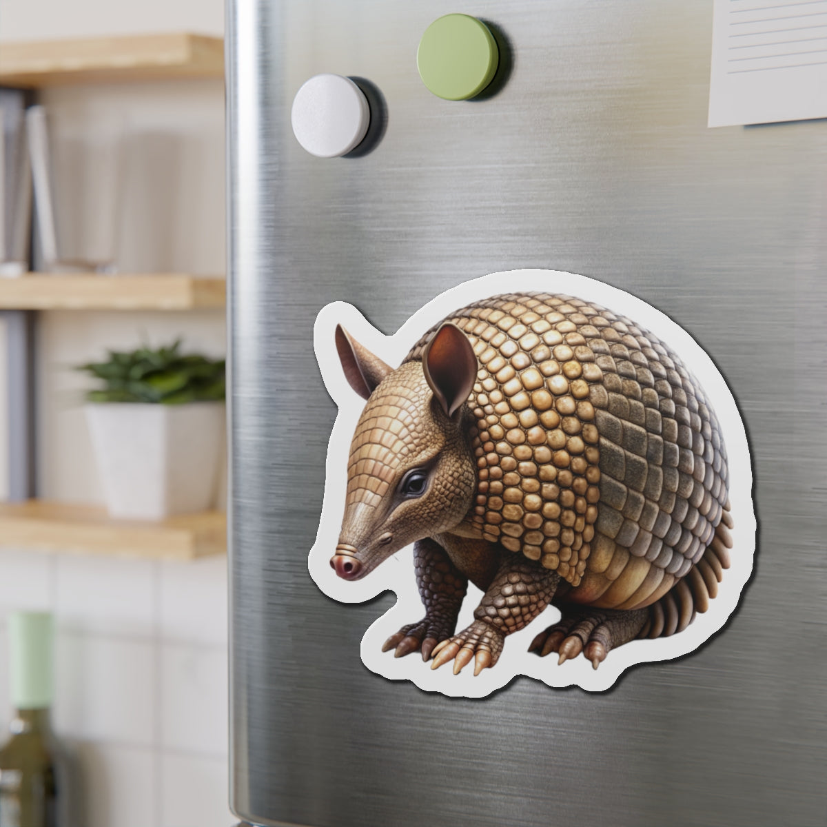 Armadillo Die-Cut Magnet - Cute Animal Fridge Decor, Wildlife Lover Gift, Small Magnetic Decoration, Unique Kitchen Accessory, Texas