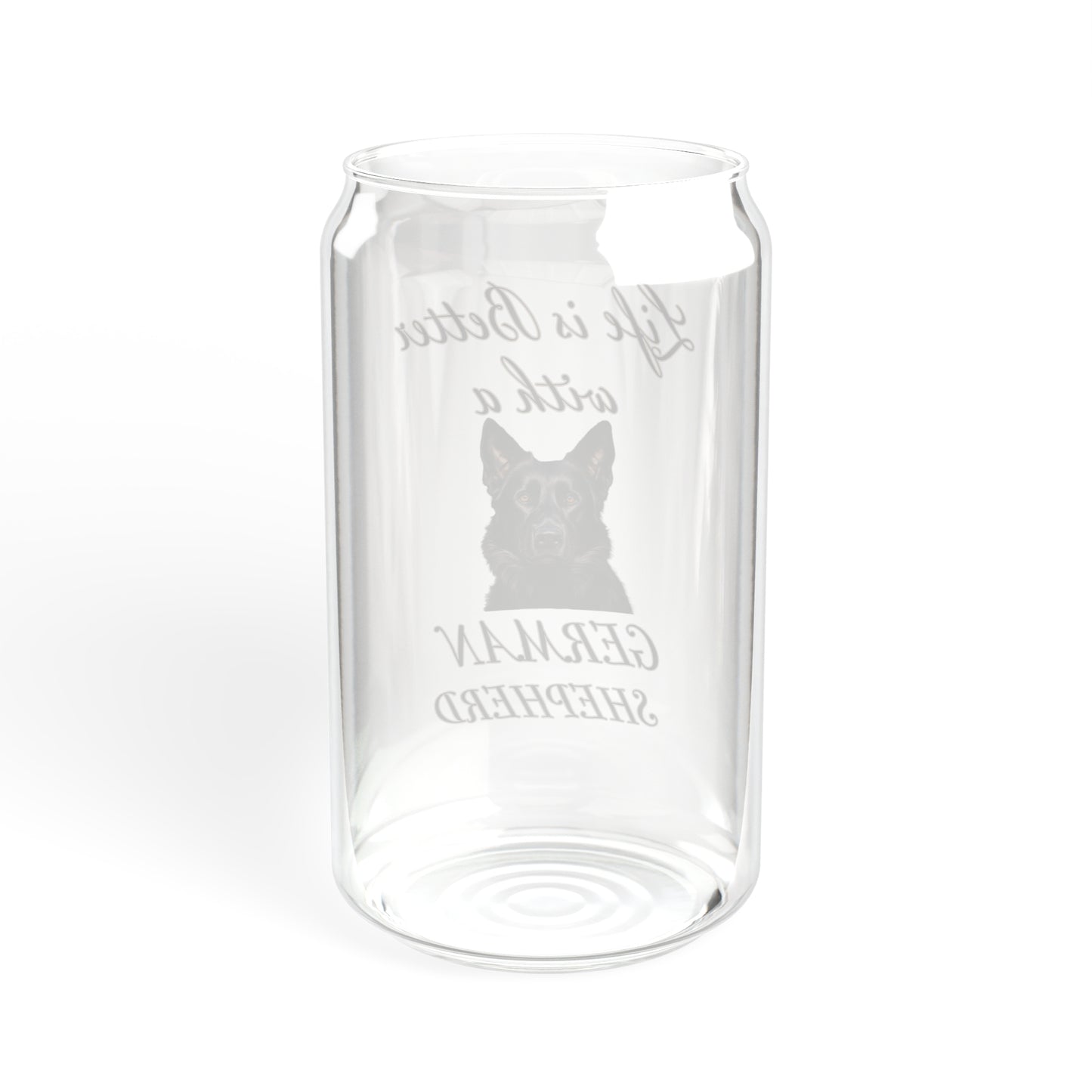 Black German Shepherd Sipper Glass, 16oz