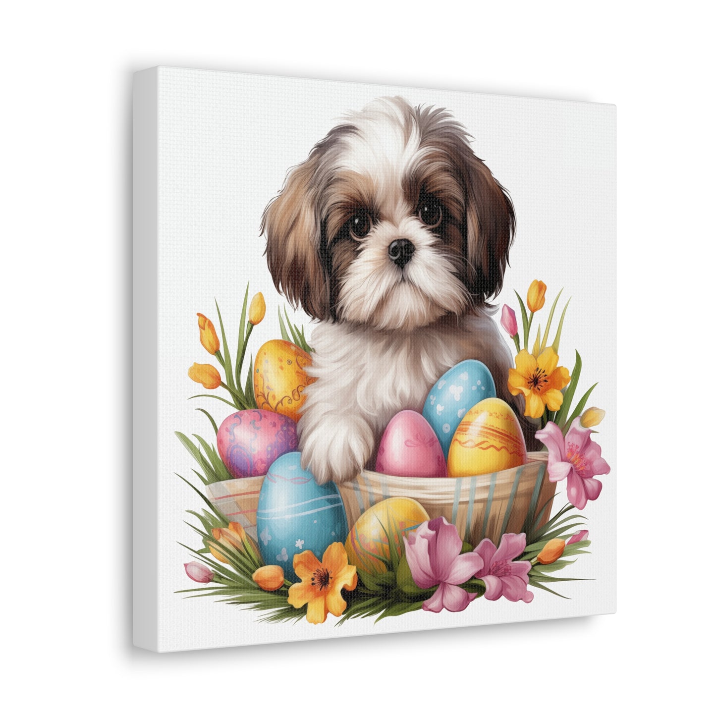 Shih Tzu Easter Wall Art - Spring Print - Canvas Gallery Wraps