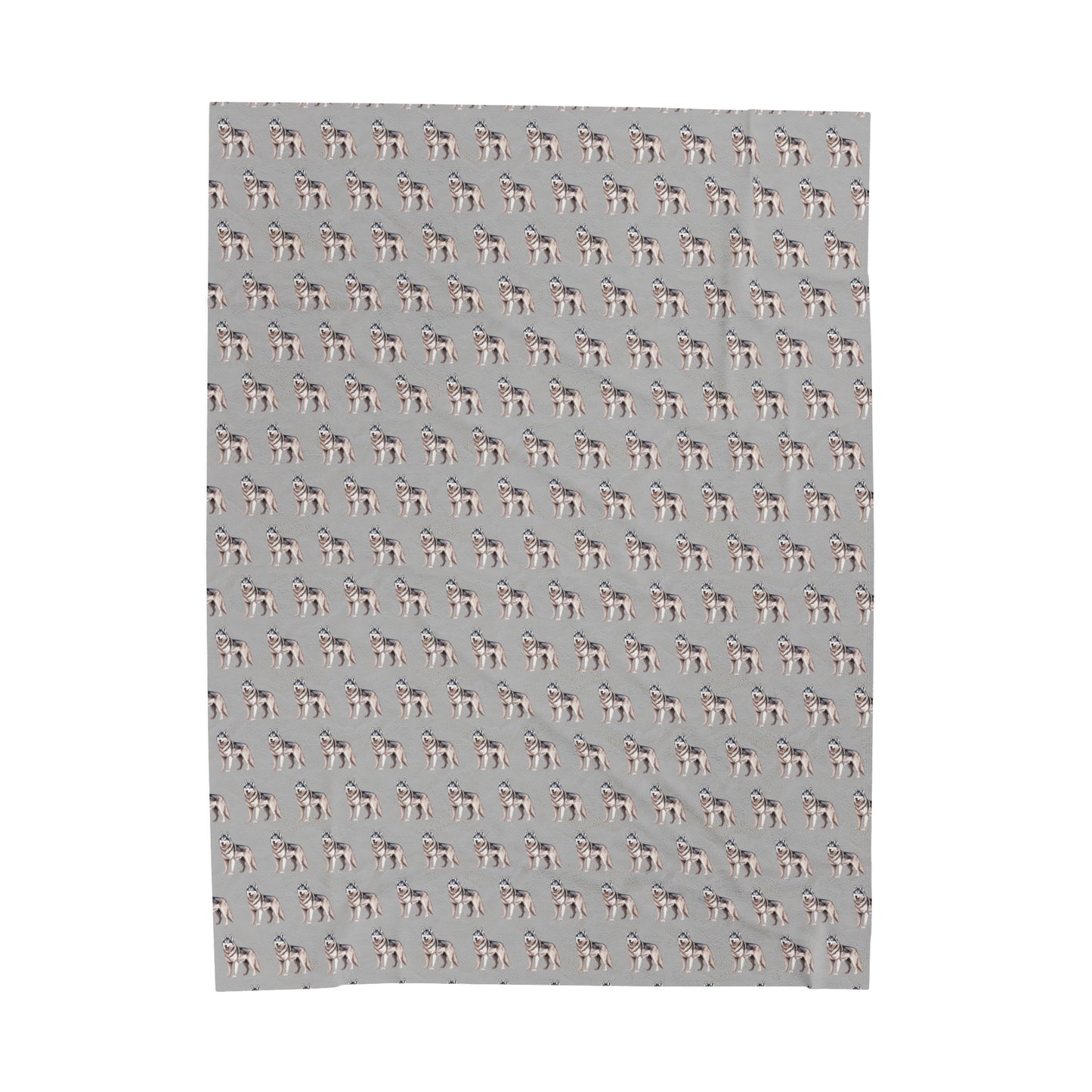 Husky Velveteen Plush Blanket (Light Grey)