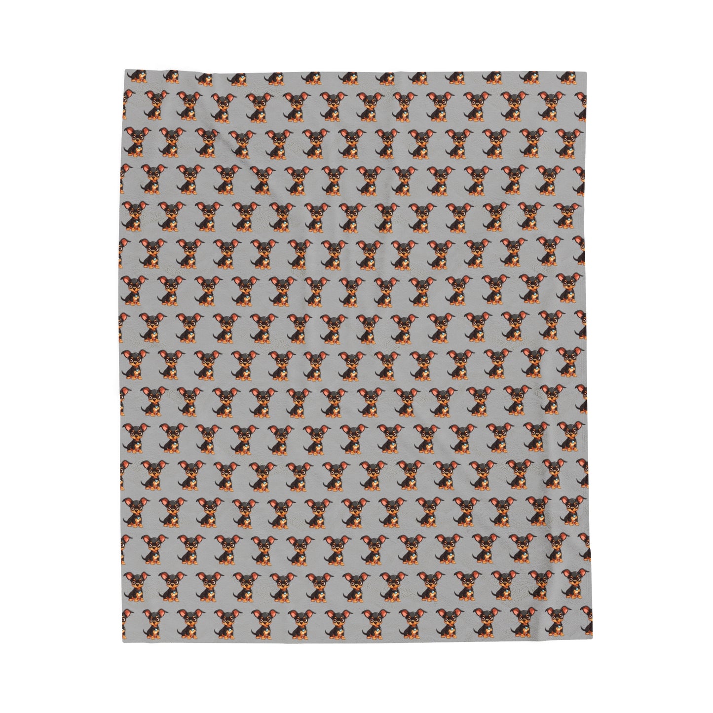Chihuahua Velveteen Plush Blanket (Grey)