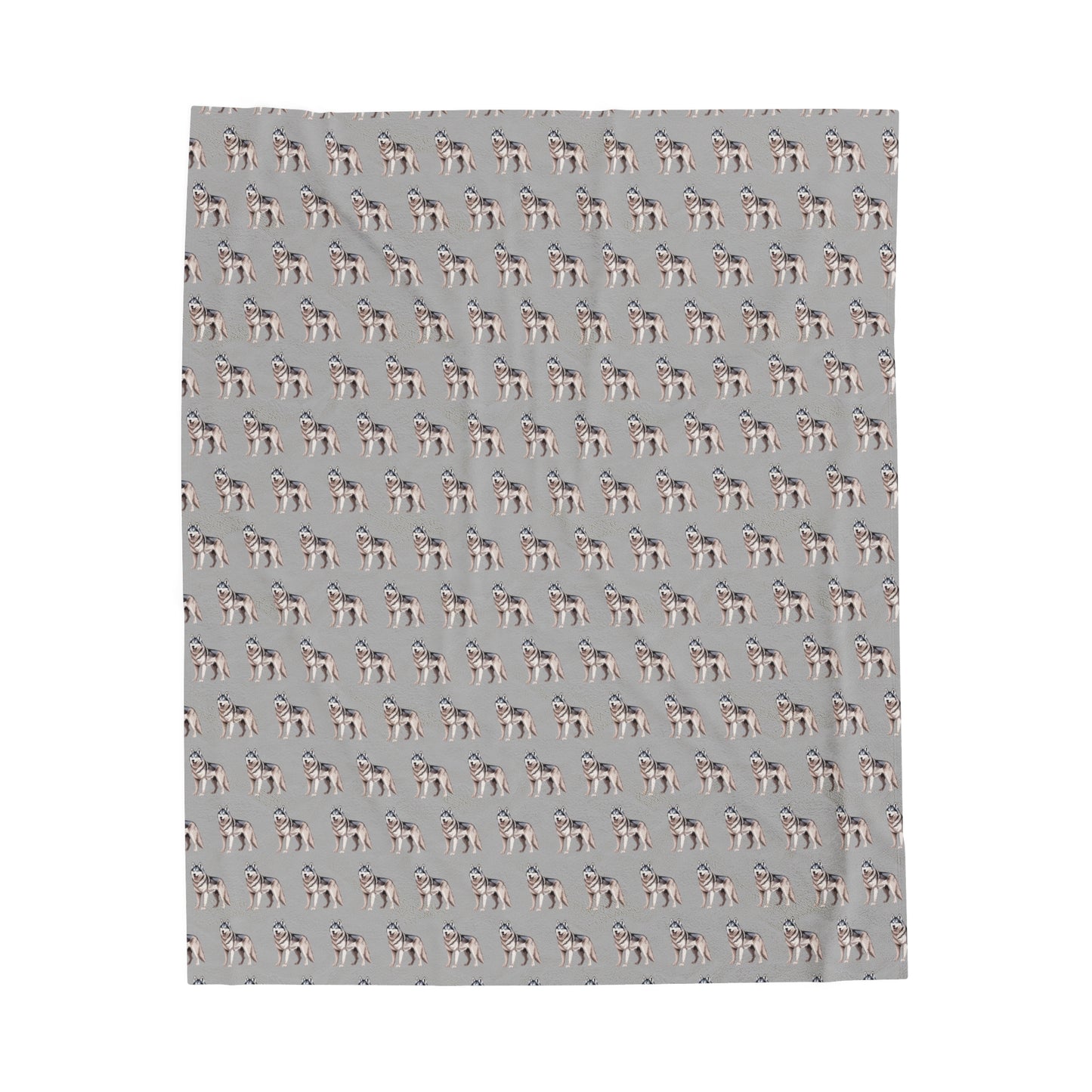 Husky Velveteen Plush Blanket (Light Grey)