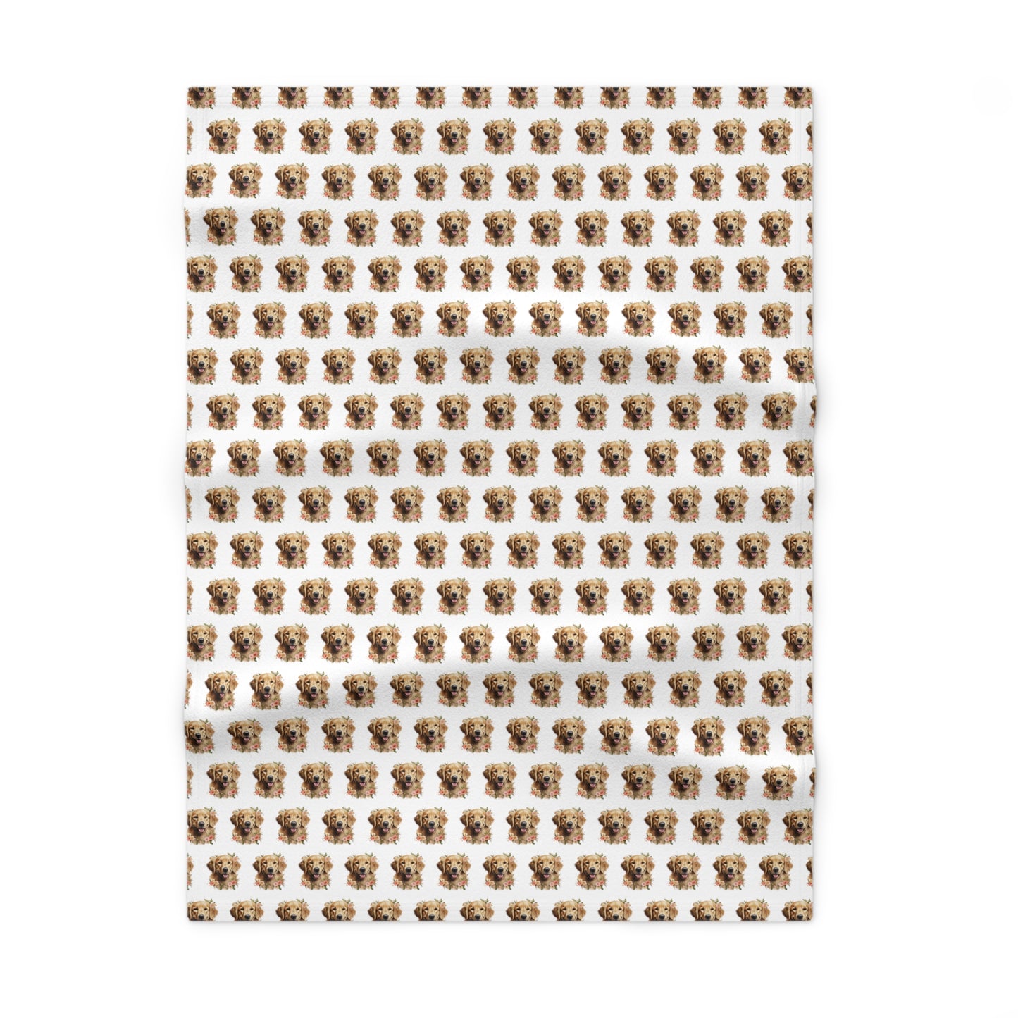 Floral Golden Retriever Soft Fleece Baby Blanket