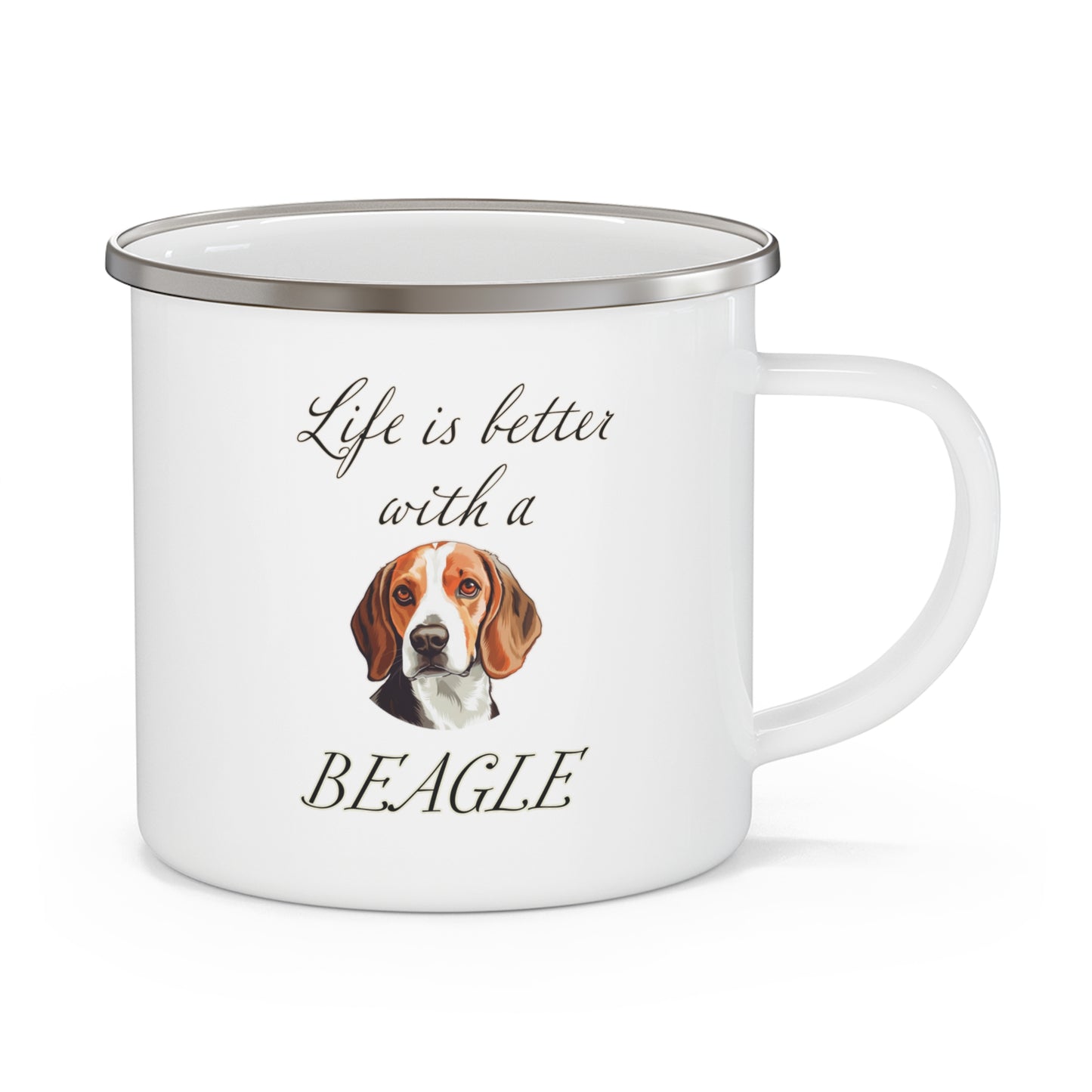 Life is Better with a Beagle Enamel Camping Mug