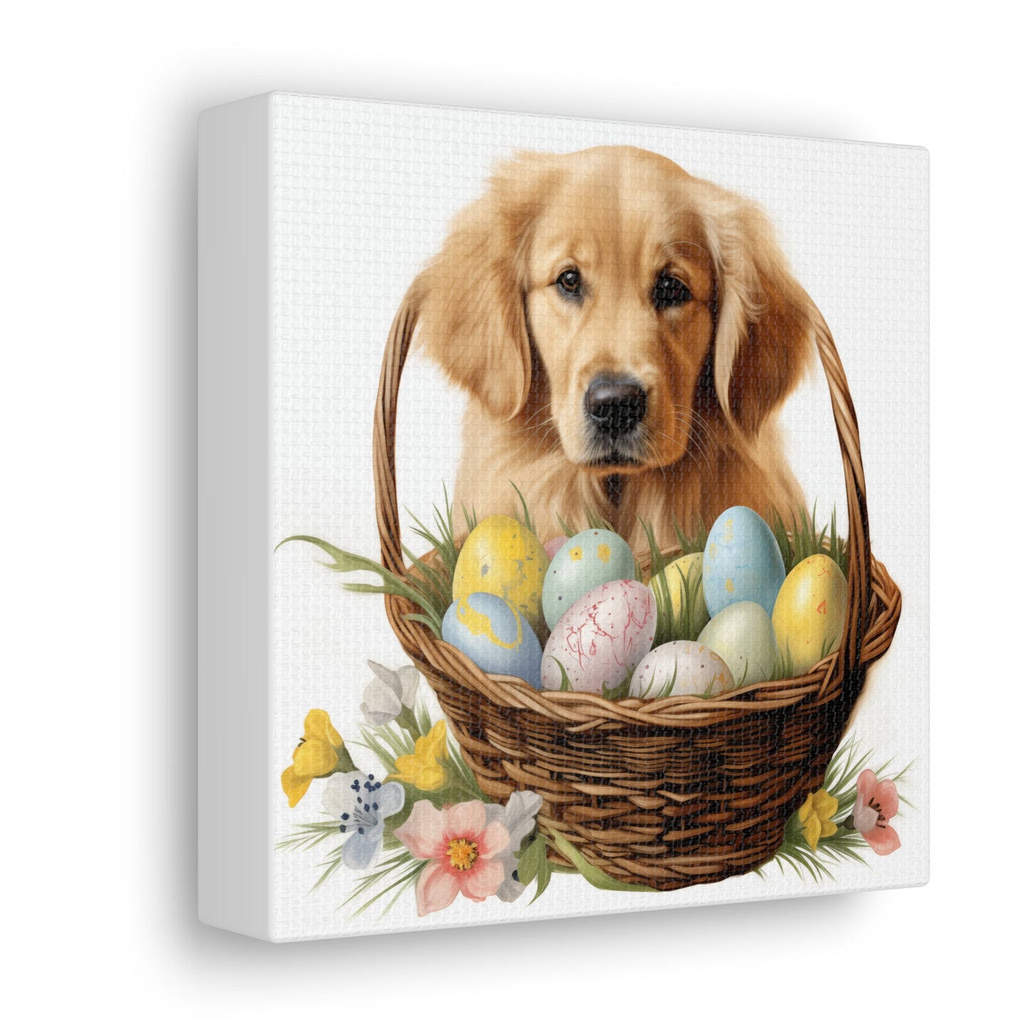 Golden Retriever Easter Wall Art - Spring Print - Canvas Gallery Wraps