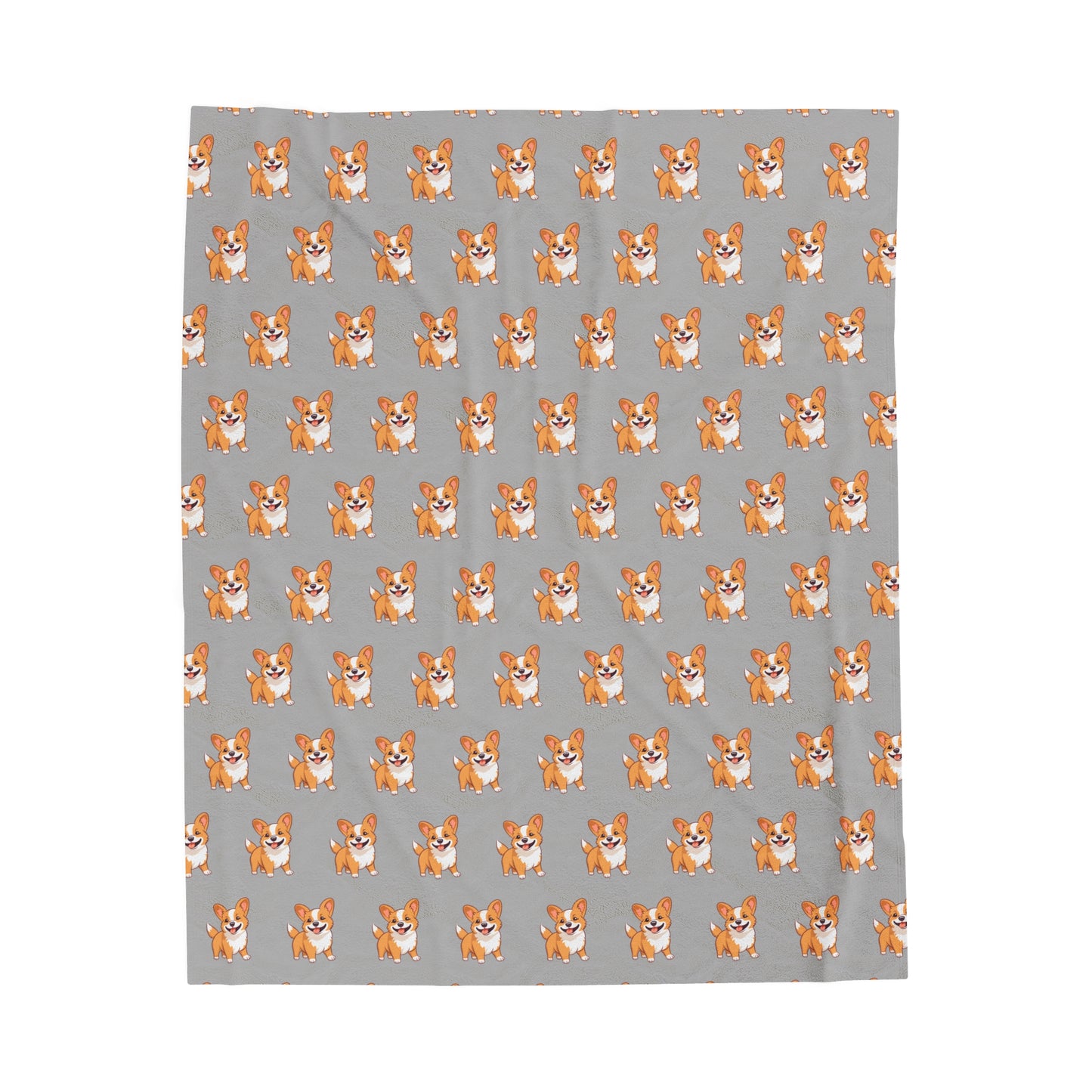 Corgi Velveteen Plush Blanket (Grey)