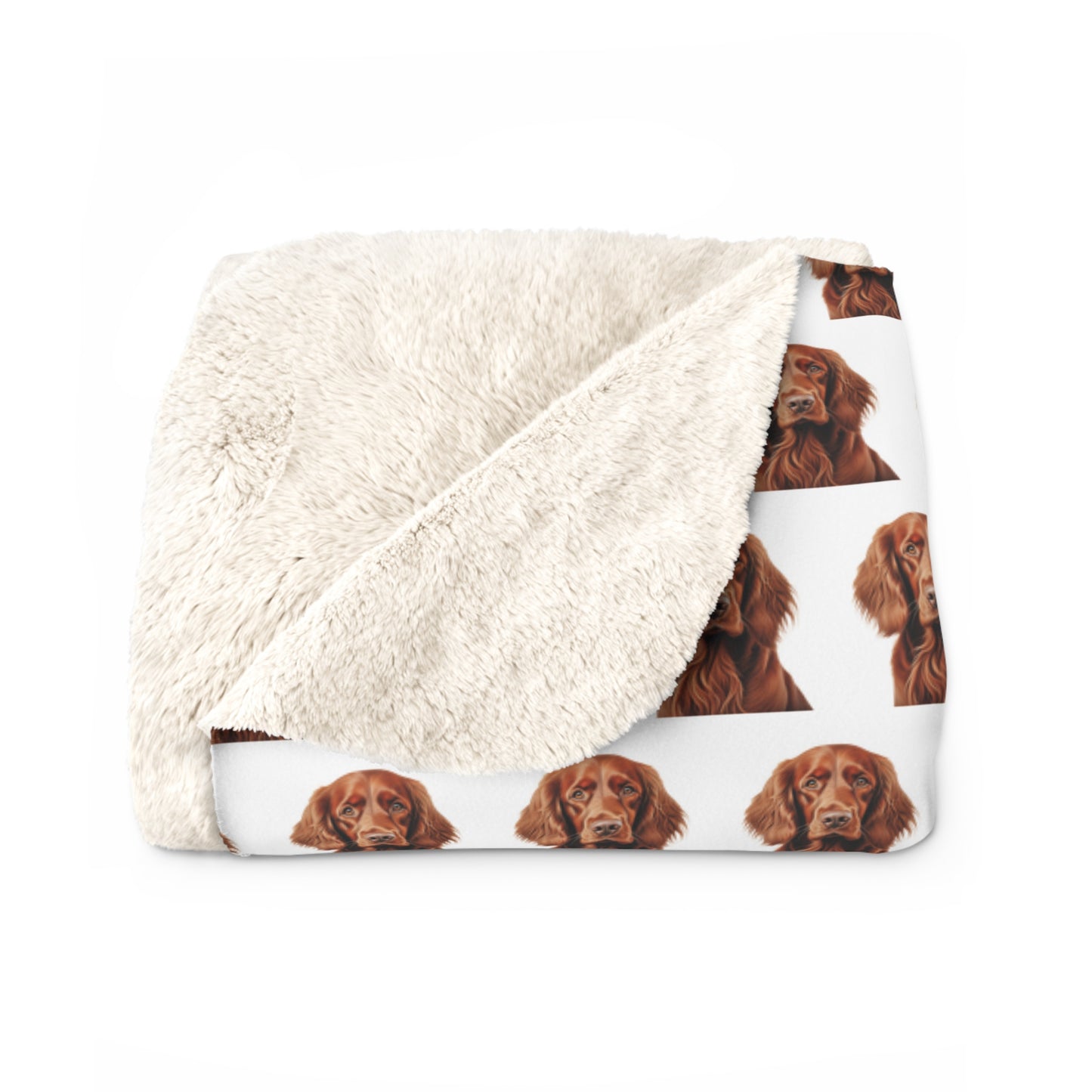 Sherpa Fleece Blanket - Irish Setter Design, Dog Lover Gift, Cozy Winter Blanket, Pet Owner Present, St. Patrick's Day Decor