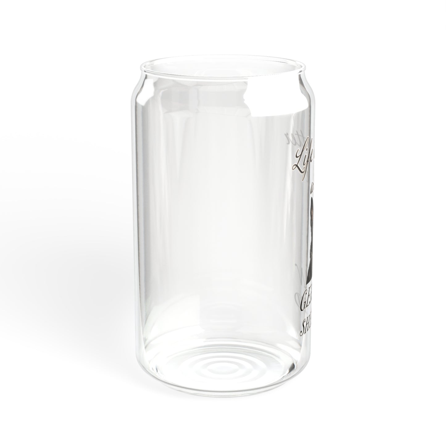 Black German Shepherd Sipper Glass, 16oz
