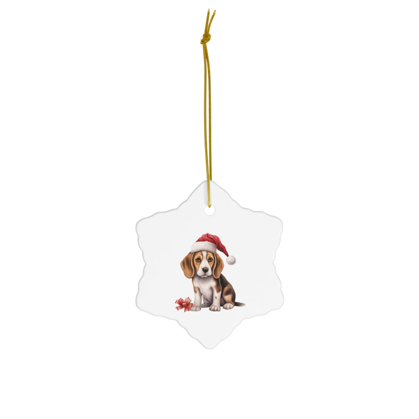 Beagle Ceramic Christmas Ornament