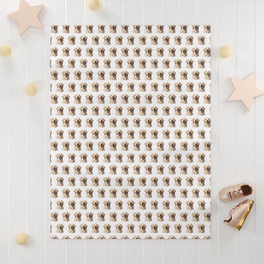 White Golden Retriever Soft Fleece Baby Blanket