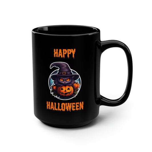 Cat Happy Halloween Mug - 15 oz Ceramic Mug