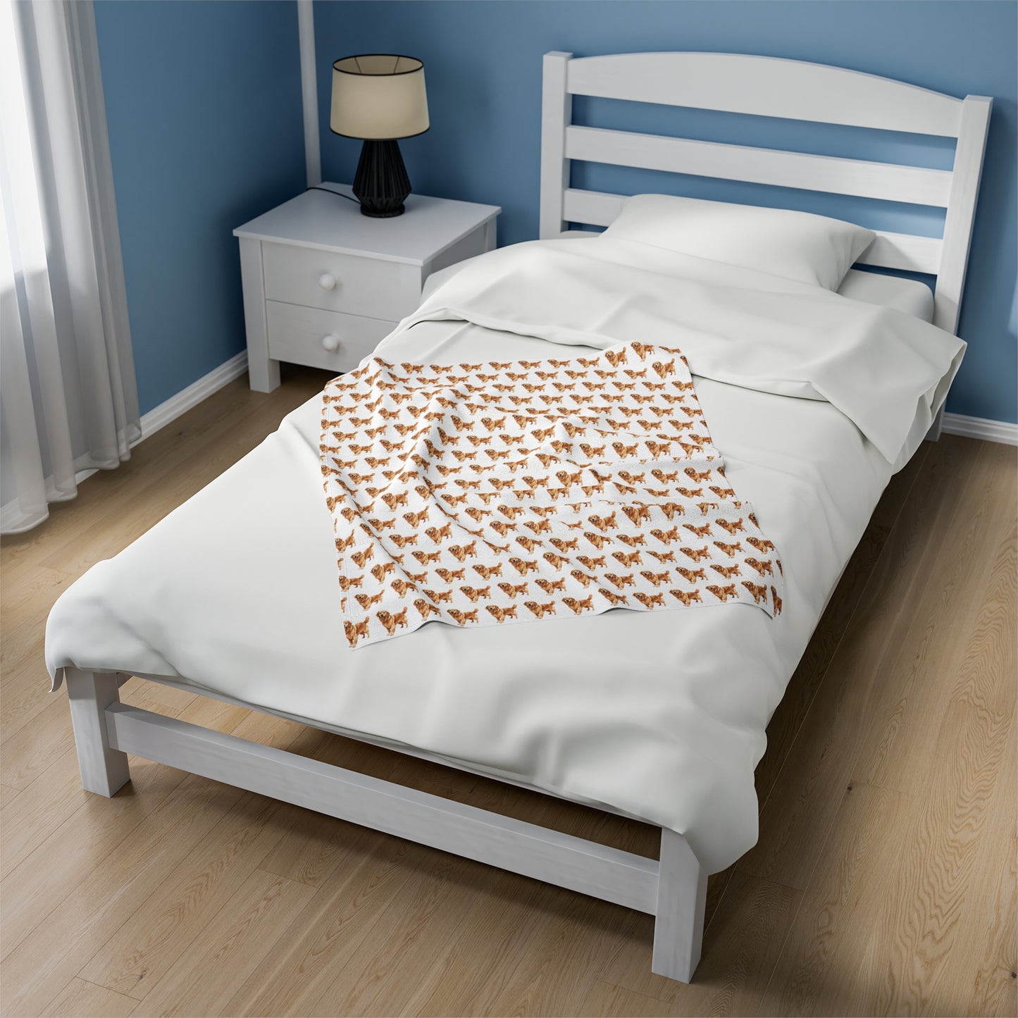 Golden Retriever Velveteen Plush Blanket (White)