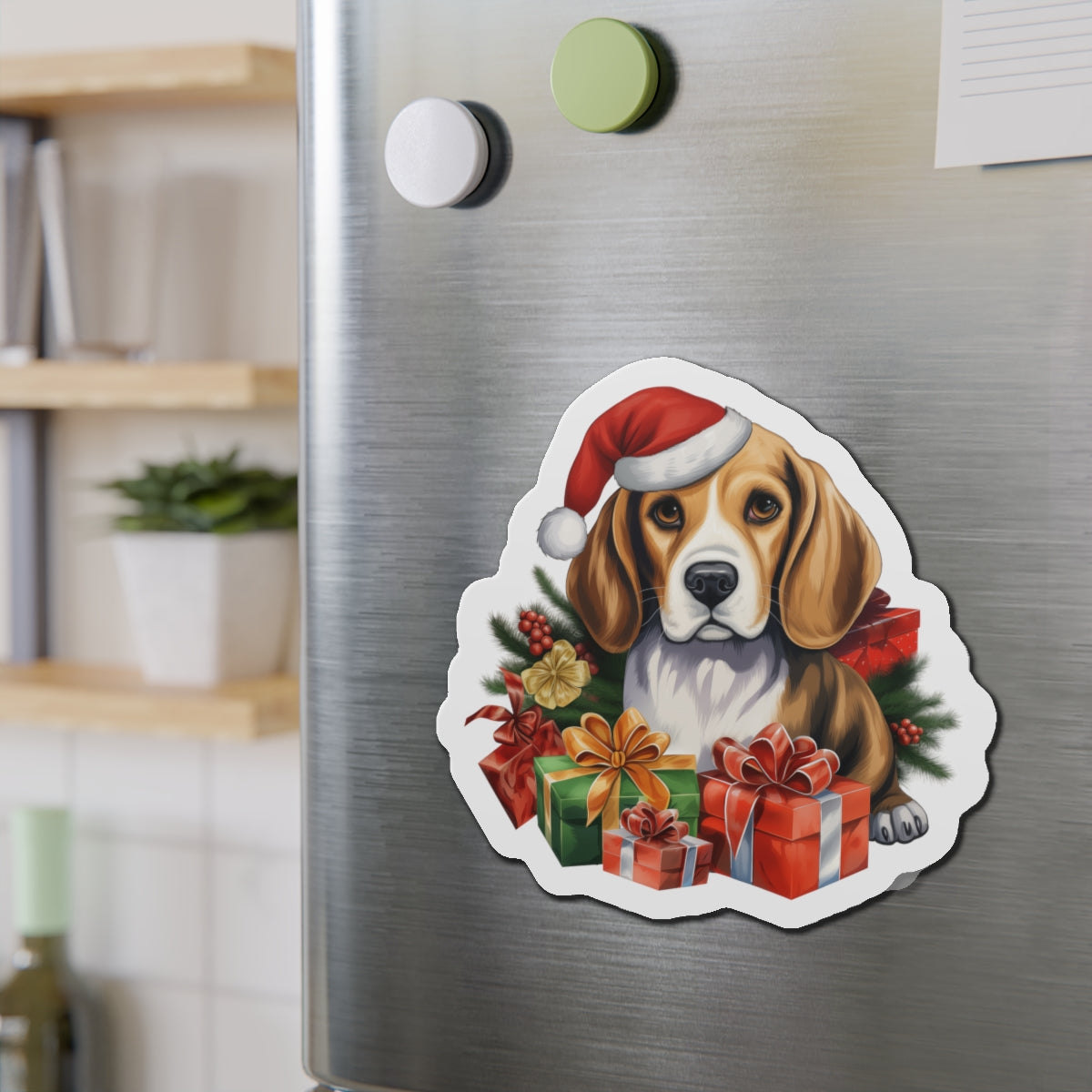 Christmas Beagle Magnet - Die Cut