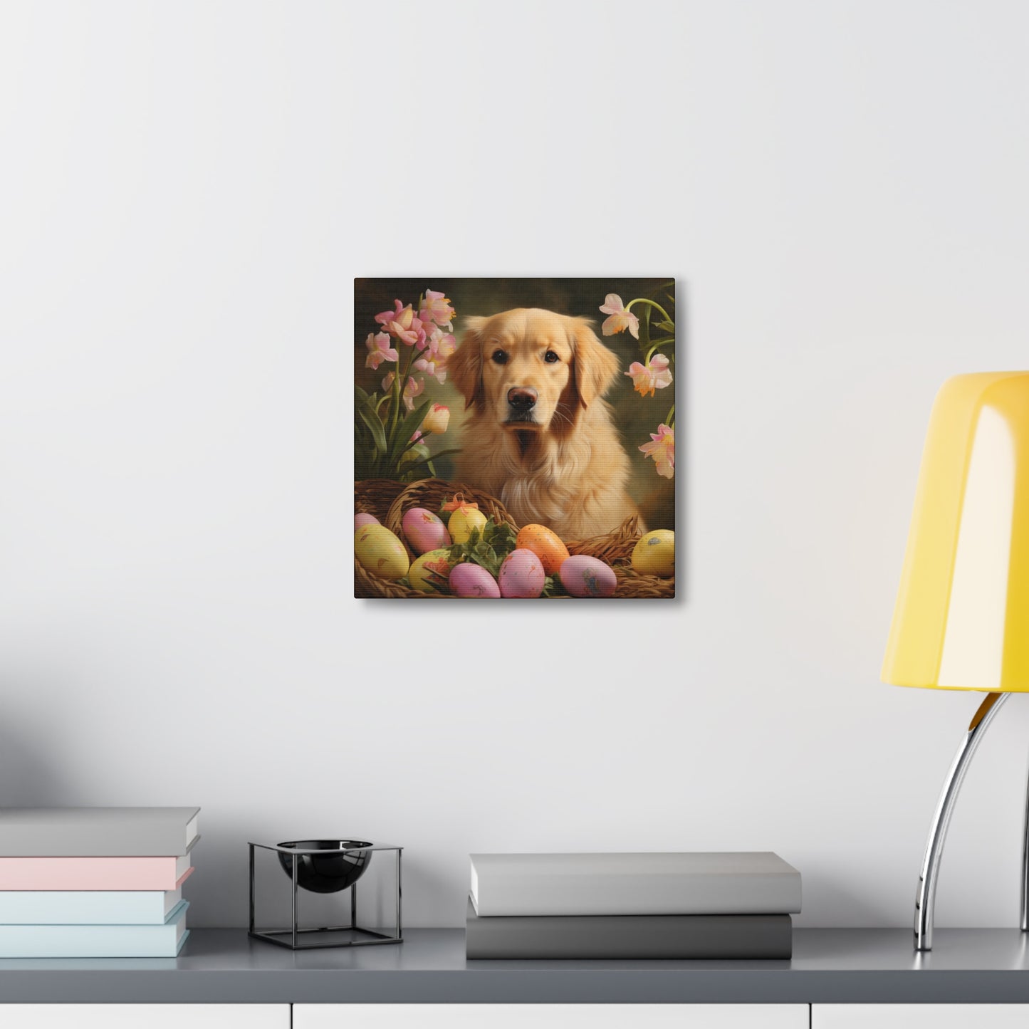 Golden Retriever Easter Wall Art - Spring Print - Canvas Gallery Wraps