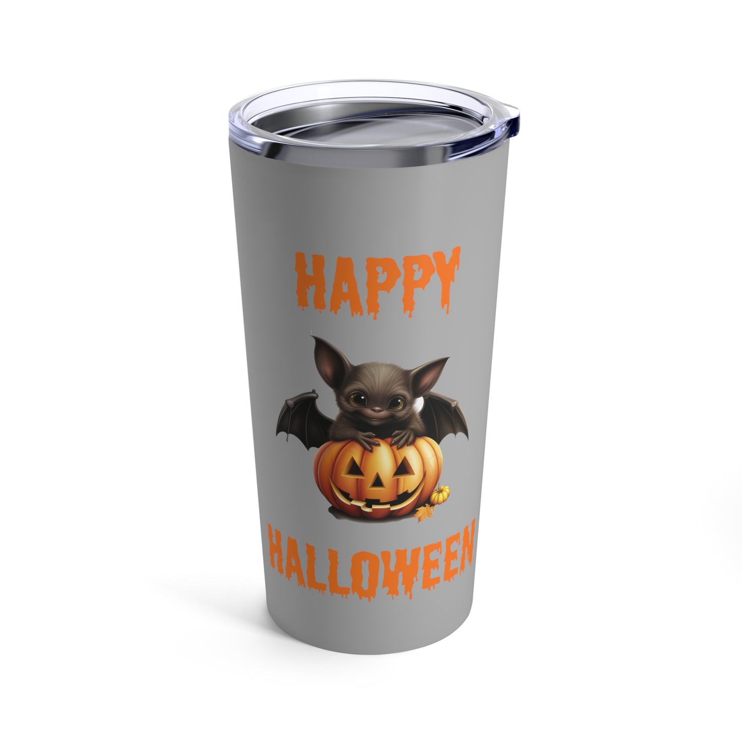Grey Happy Halloween Bat Stainless Steel Tumbler 20oz