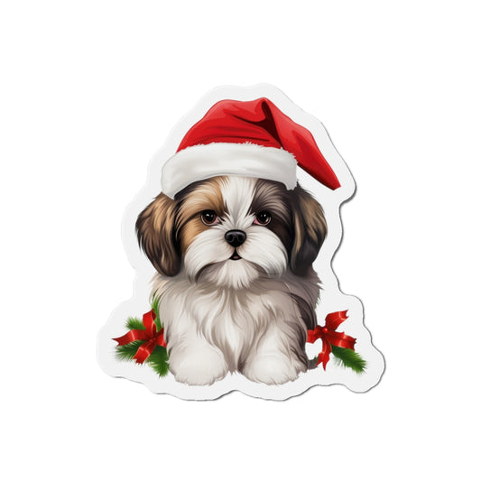 Christmas Shih Tzu Magnet - Die Cut