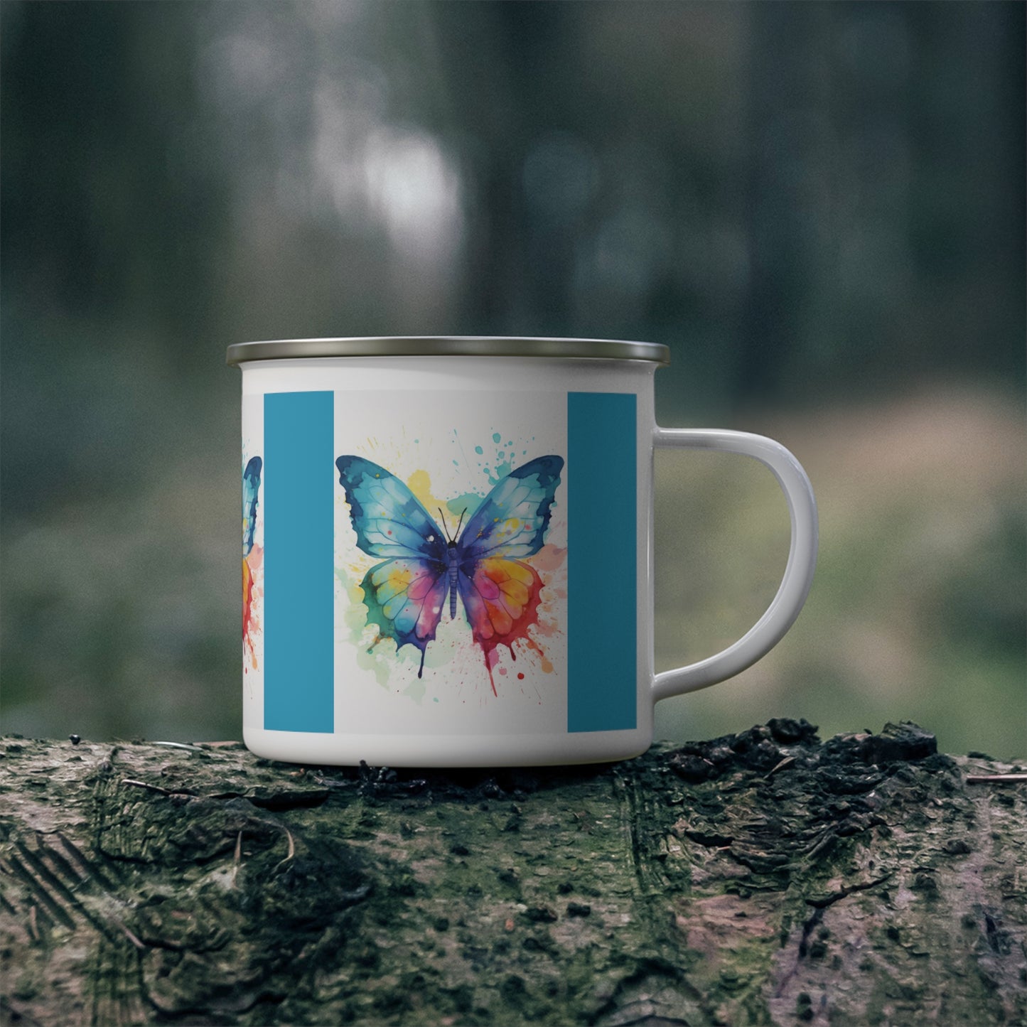 Butterfly Enamel Camping Mug