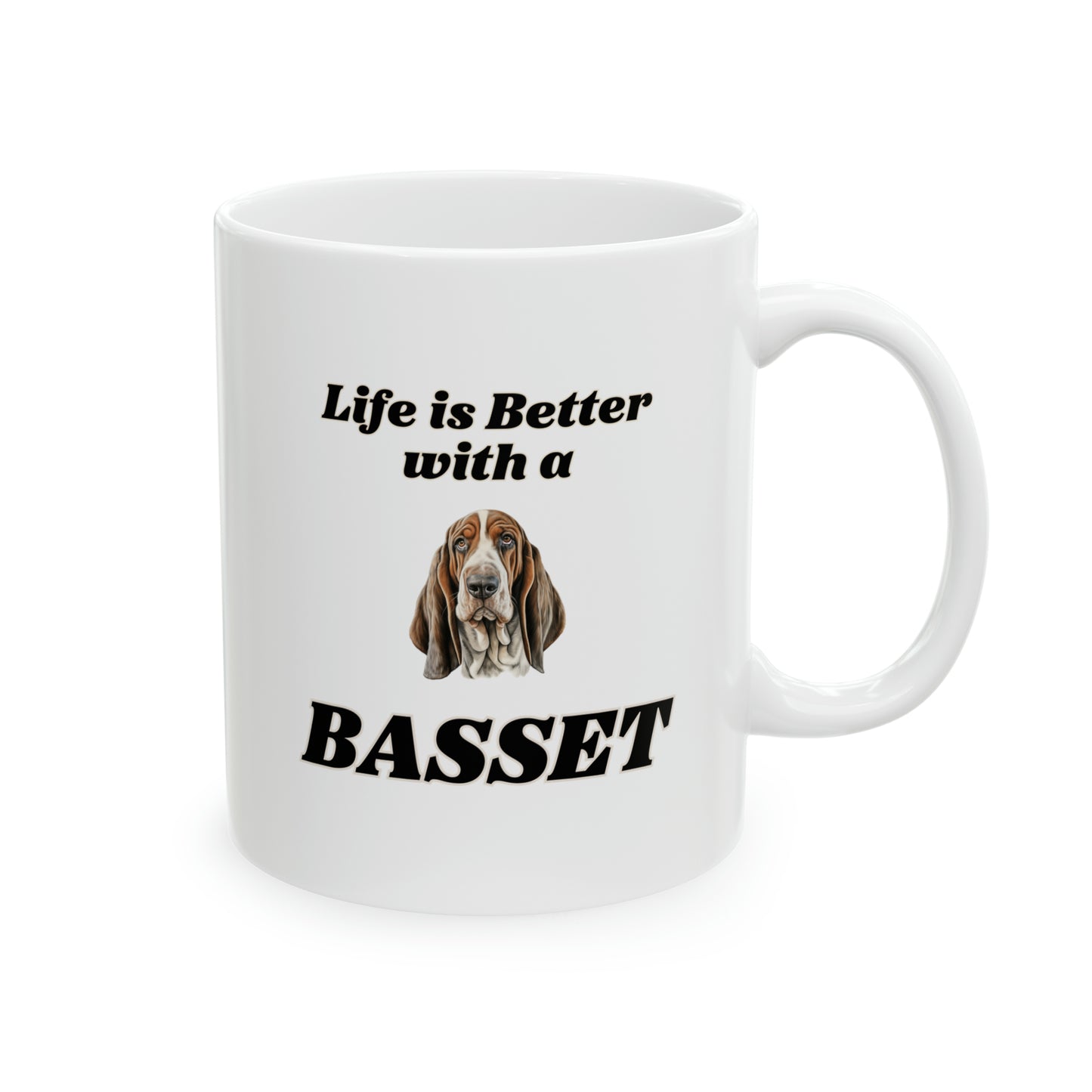 Basset Hound Lover's Ceramic Mug - Life is Better with a Basset - 11 oz Dog-Themed Coffee & Tea Mug