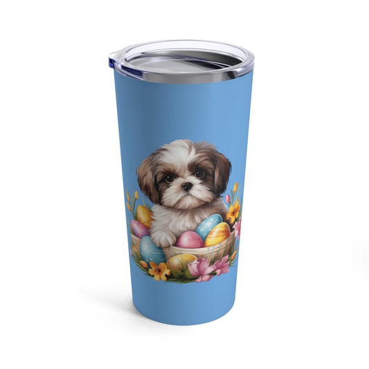 Shih Tzu Easter Stainless Steel Tumbler 20oz (Blue)