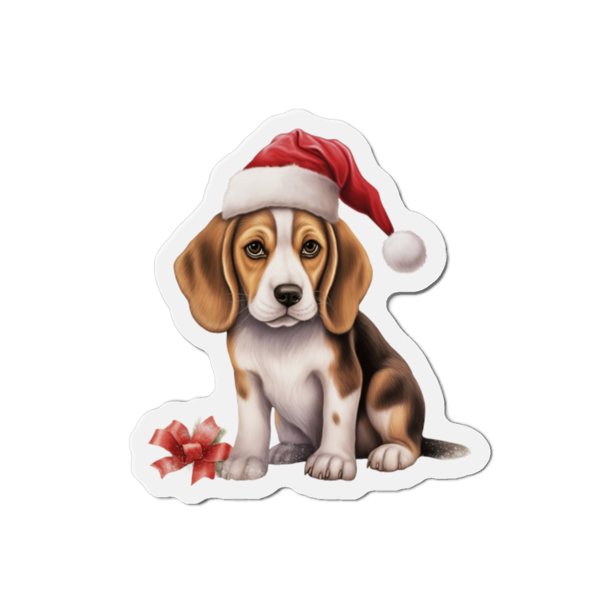 Christmas Beagle Magnet - Die Cut