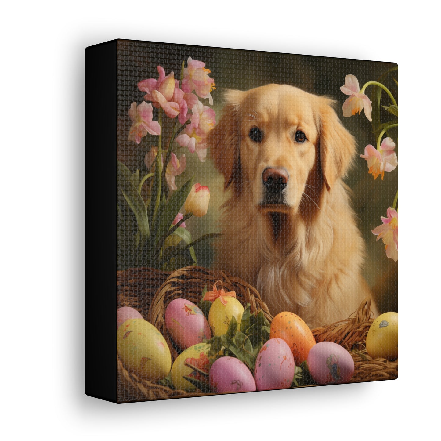 Golden Retriever Easter Wall Art - Spring Print - Canvas Gallery Wraps