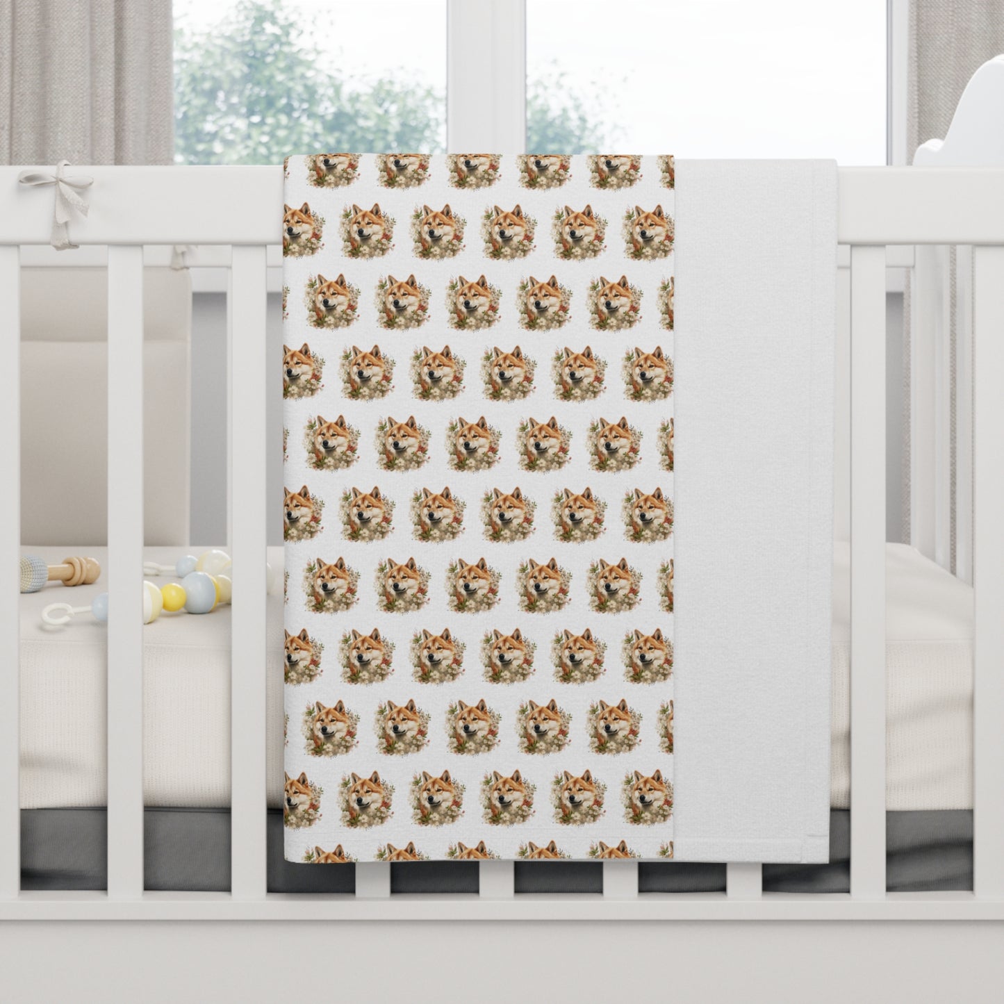 Floral Akita Soft Fleece Baby Blanket