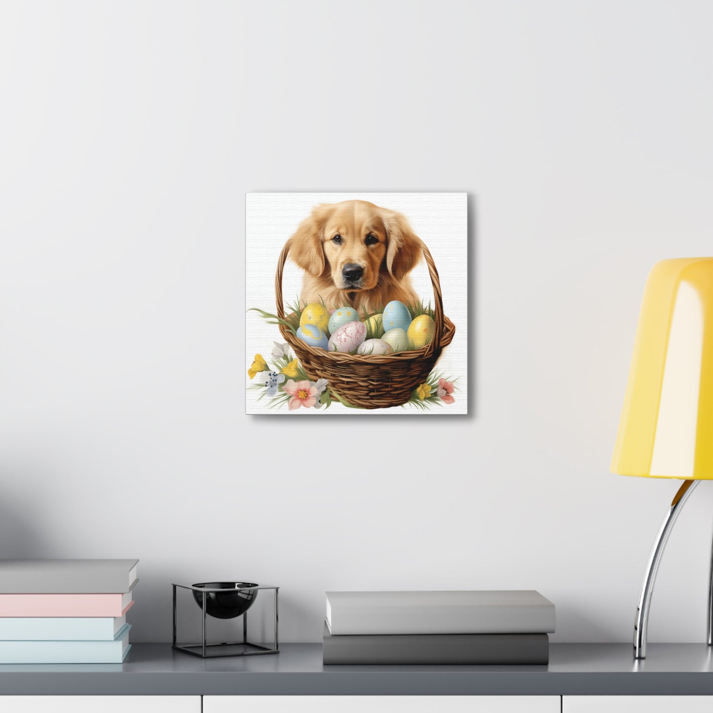 Golden Retriever Easter Wall Art - Spring Print - Canvas Gallery Wraps