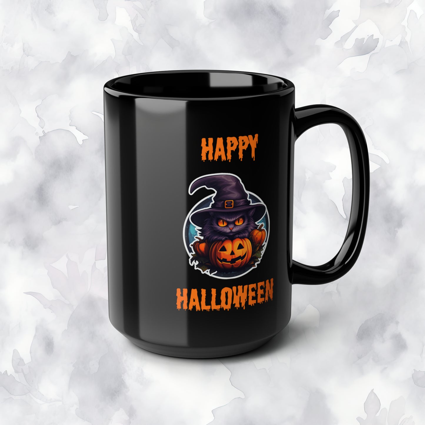 Cat Happy Halloween Mug - 15 oz Ceramic Mug