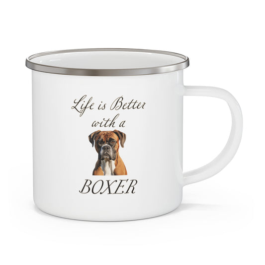 Boxer Enamel Mug -  Life is Better with a Boxer Camping Mug