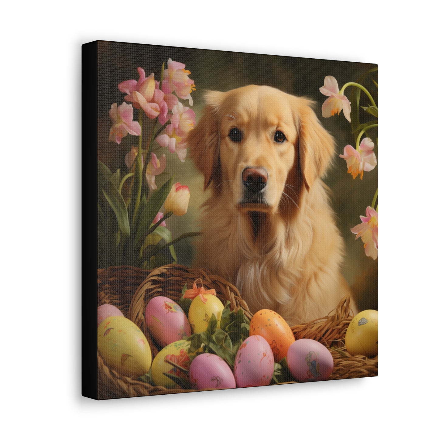 Golden Retriever Easter Wall Art - Spring Print - Canvas Gallery Wraps
