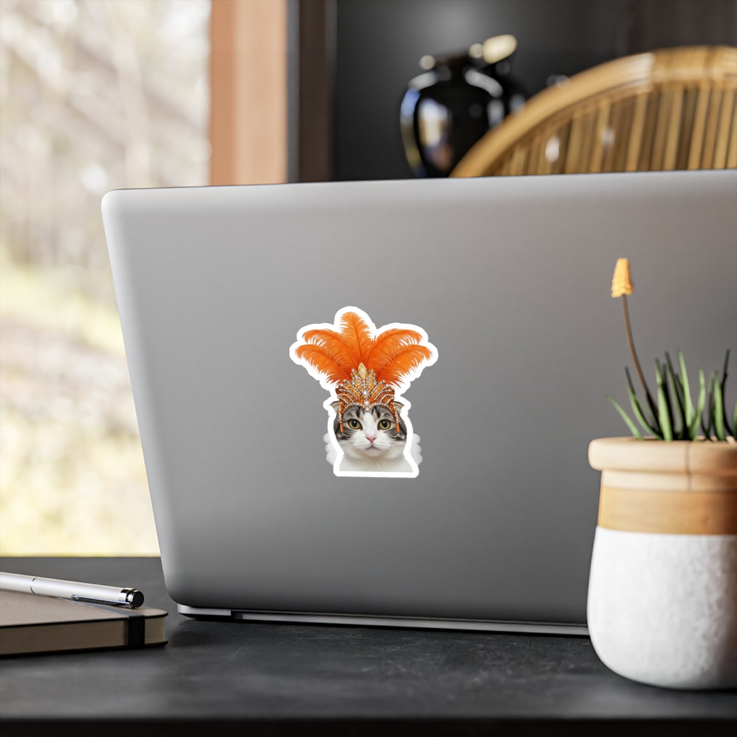 Showgirl Cat decal - Cat Sticker - Pet Decal - Outdoor - Indoor - Animal Showgirl Collection Orange Edition