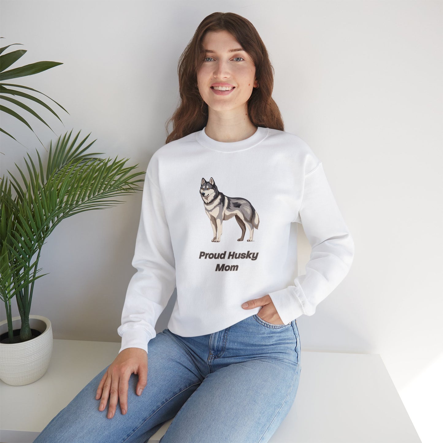 Proud Husky Mom Unisex Crewneck Sweatshirt
