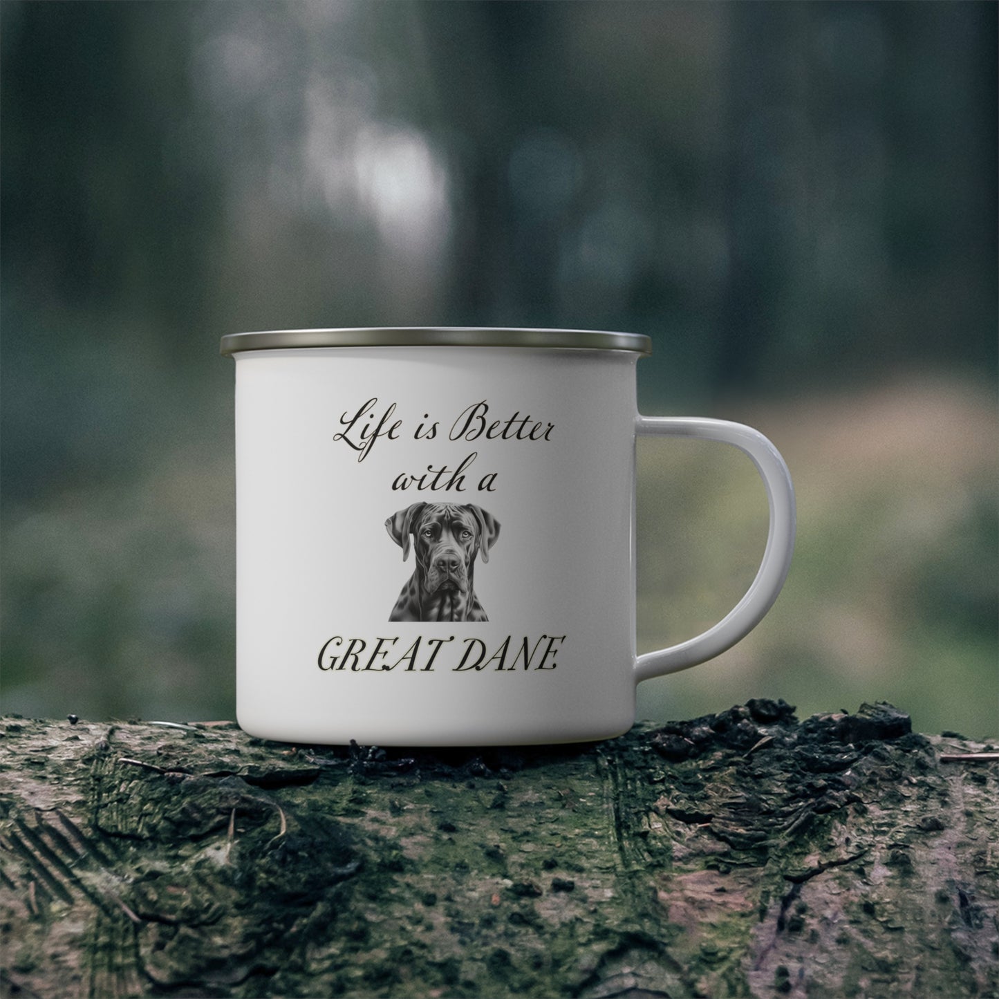 Life is Better with a Great Dane Mug, Enamel Camping Mug