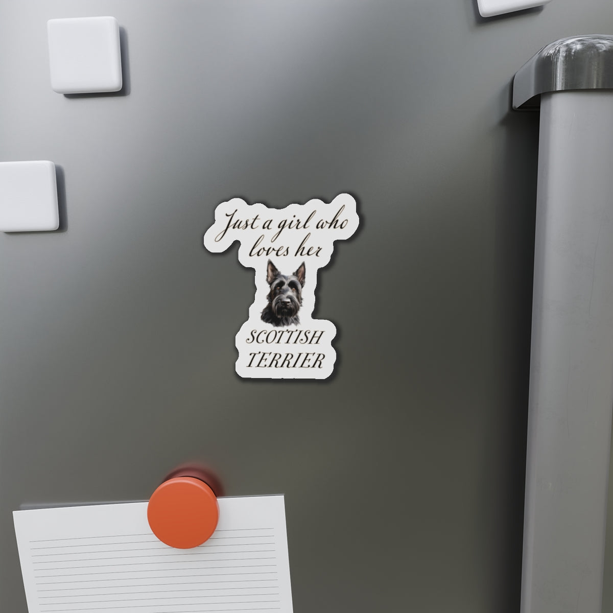 Just a Girl Who Loves Her Scottish Terrier Magnet | Die Cut Dog Magnet | Pet Kitchen Decor