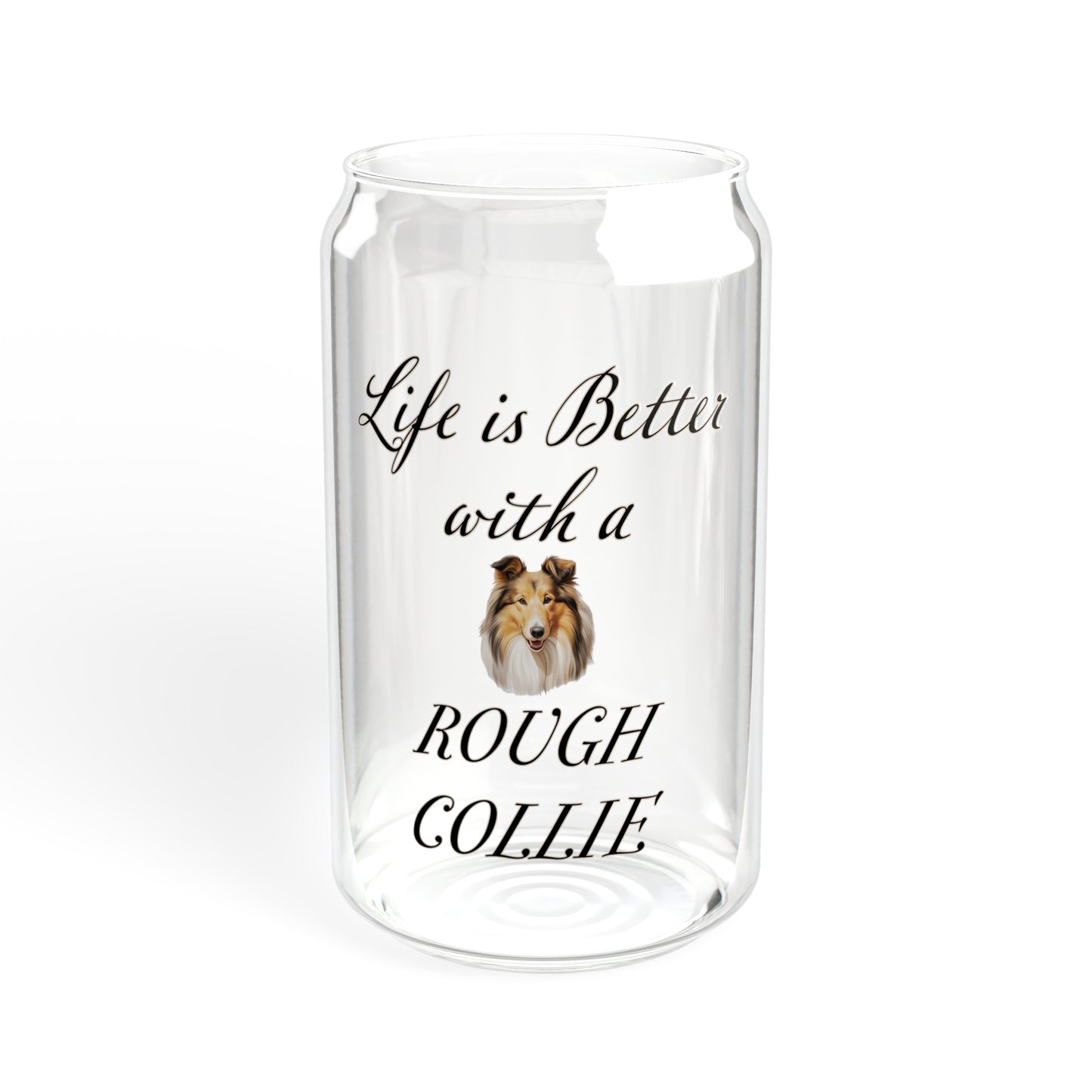Rough Collie Sipper Glass, 16oz