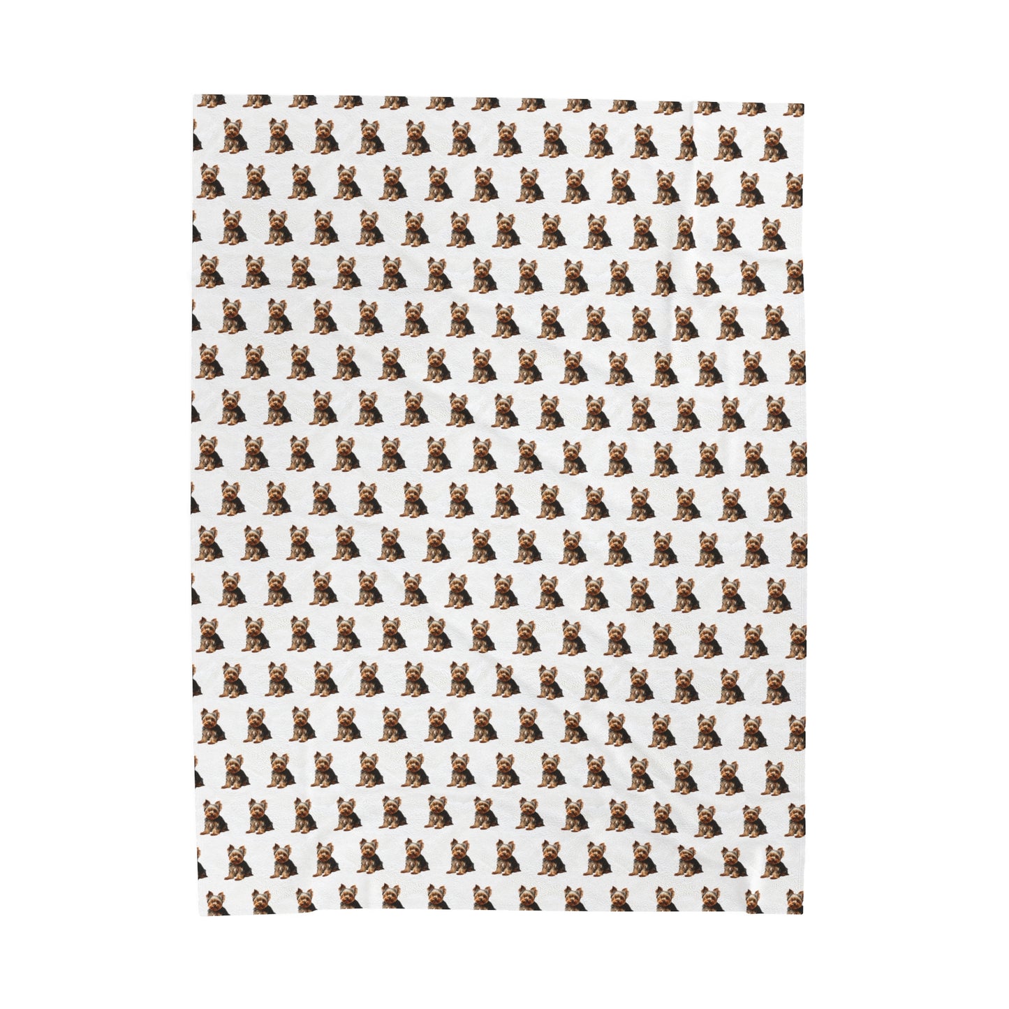 Yorkshire Terrier Blanket (Velveteen Plush, White)