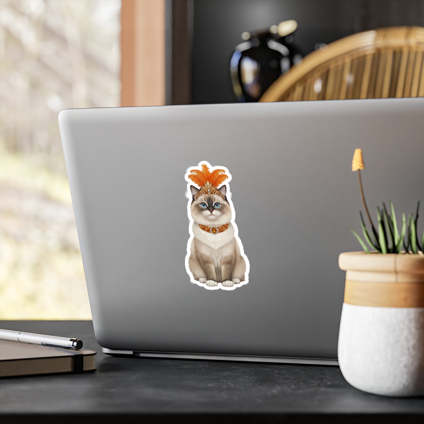 Showgirl Cat decal - Cat Sticker - Pet Decal - Outdoor - Indoor - Animal Showgirl Collection Orange Edition