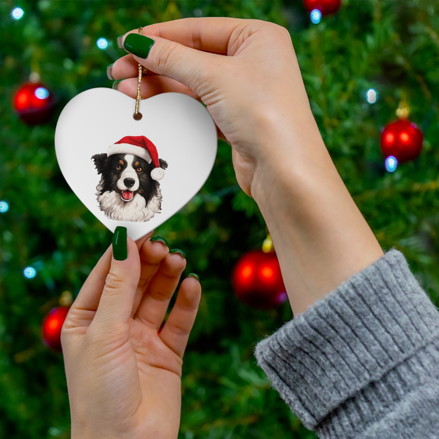 Border Collie Christmas Ornament - Ceramic
