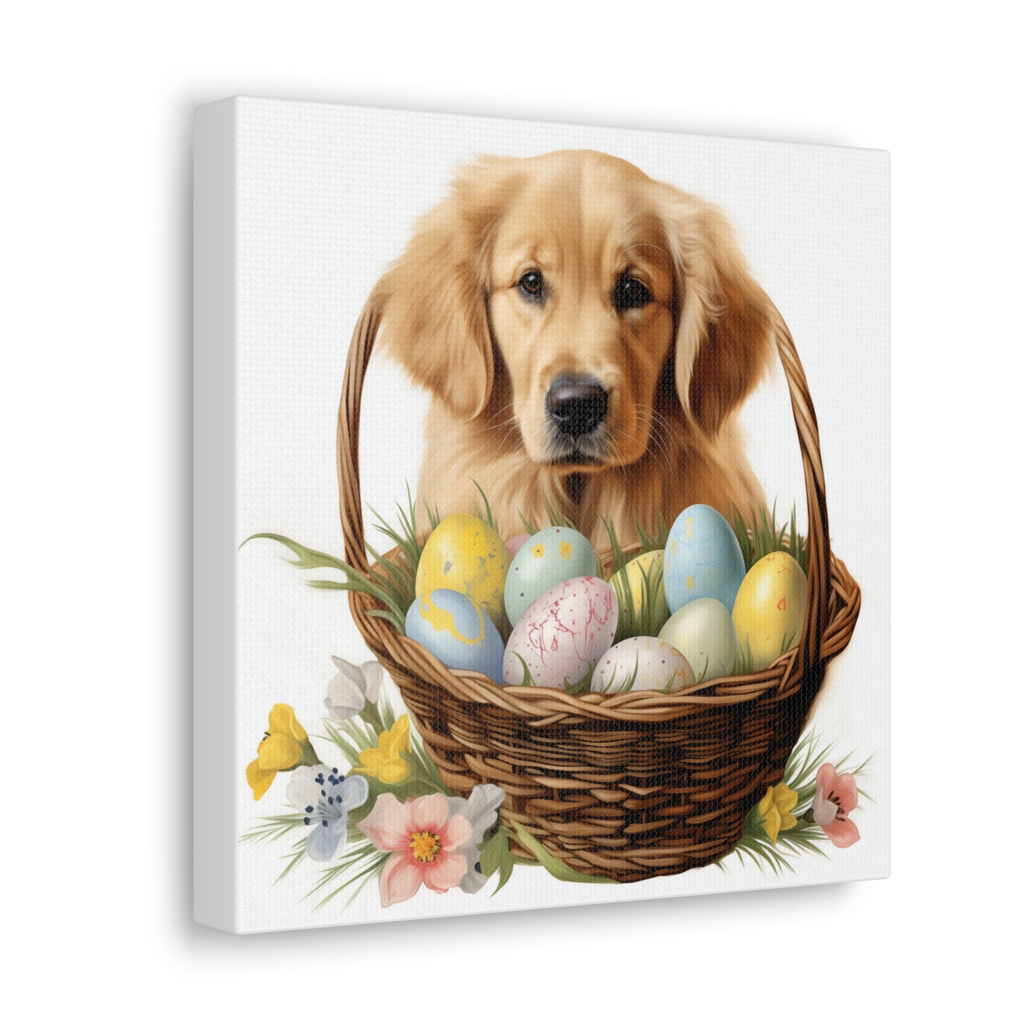 Golden Retriever Easter Wall Art - Spring Print - Canvas Gallery Wraps